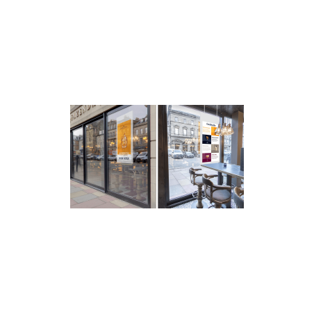 ECRAN VITRINE SUSPENDU ULTRA SLIM RECTO-VERSO